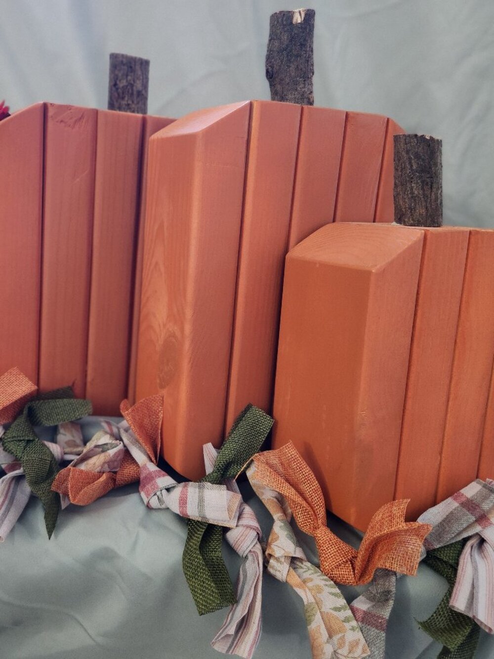 Orange Wooden Pumpkins | Handmade Rustic Fall Decor | Farmhouse Wood Pumpkin